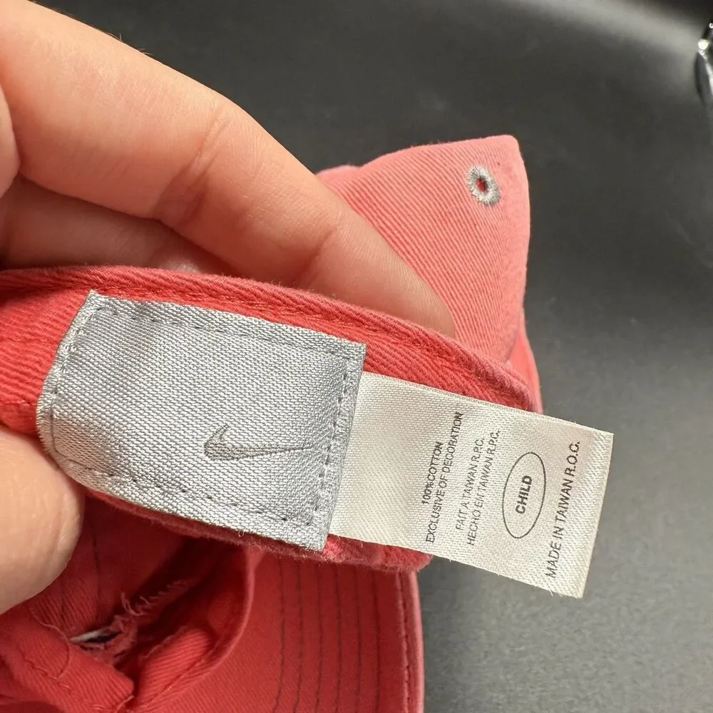 Nike Hat Cap CHild Girls Adjustable Solid Pink Hook Loop